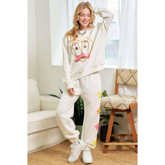 Cowgirl Rope Print With Sequin Boots Sweater - Picture 15 of 15